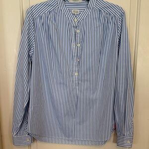 KULE Popover Blouse Blue/White Stripe Size M Like New